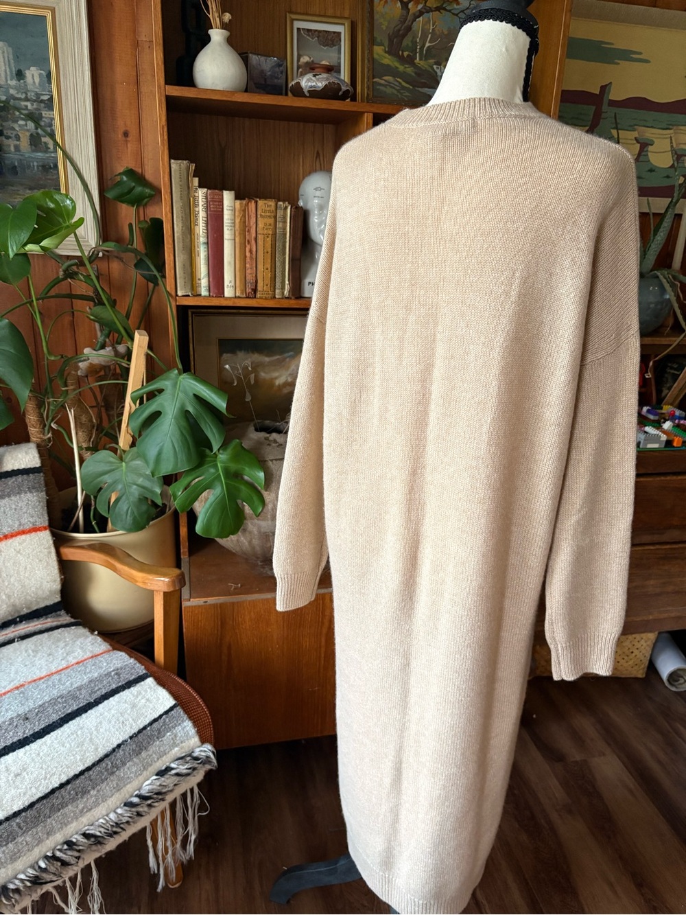100% Cashmere Minimalist Tan Knit Dress TONOT M - Picture 6 of 9